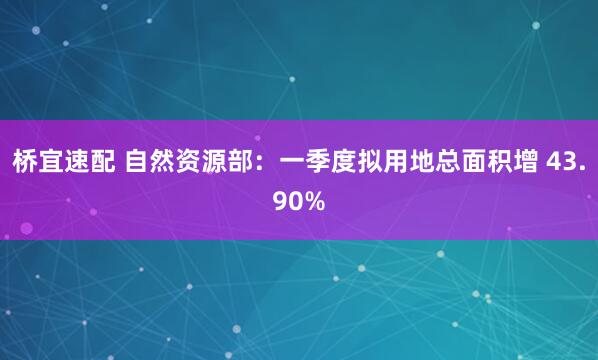 桥宜速配 自然资源部：一季度拟用地总面积增 43.90%